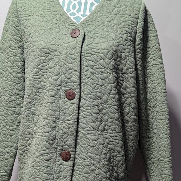 EUC Appleseed's Cable-Textured Knit  Quilted Cardigan Oversize Size Small - Picture 3 of 8